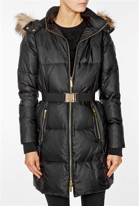 michael kors coat fur hood|michael kors ladies padded coats.